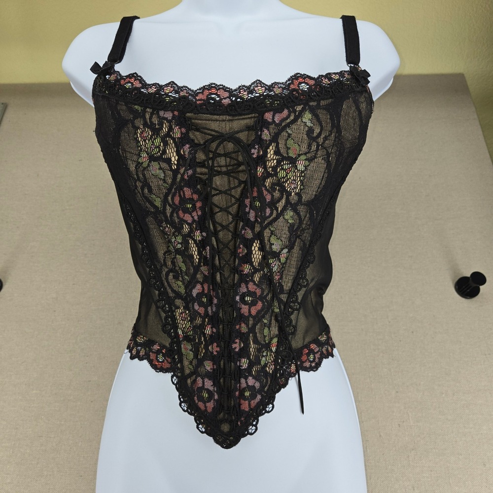 Vintage Catwalk Collection London Lace Up Corset Top Y2K Grunge Fairy
